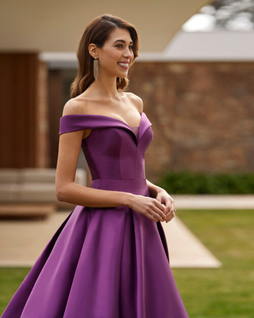 Vestido mikado escote sisi - Imagen 2