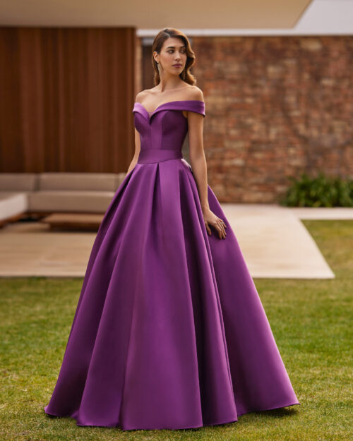 Vestido mikado escote sisi