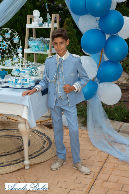 Traje comunión Almirante cuello Mao.