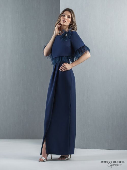 Vestido en crepe color turquesa Moncho Heredia