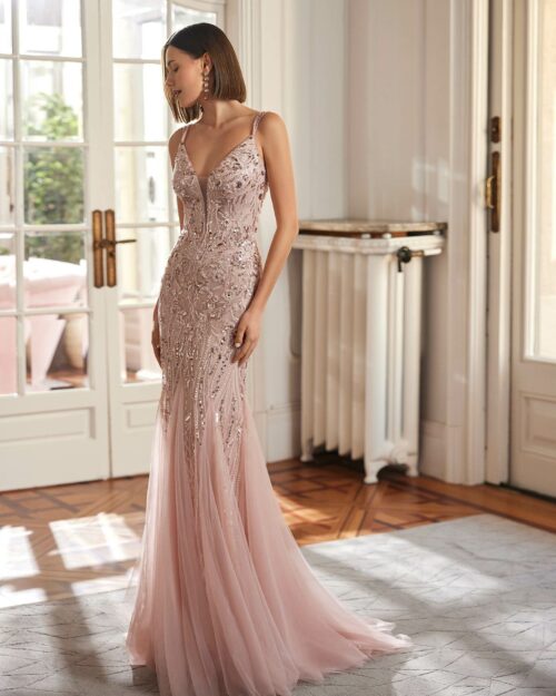Vestido rosa palo