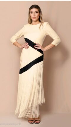 Vestido bicolor flecos