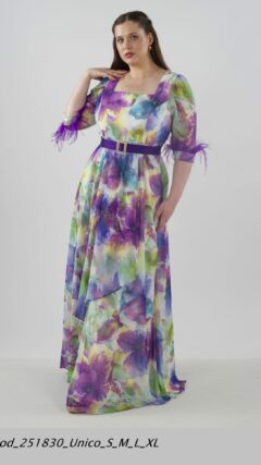 Vestido estampado pluma manga