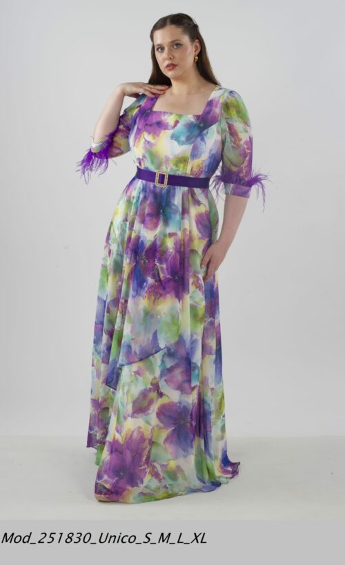 Vestido estampado pluma manga