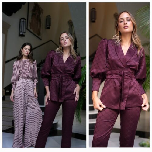 traje vizir jacquard burdeo - Imagen 3